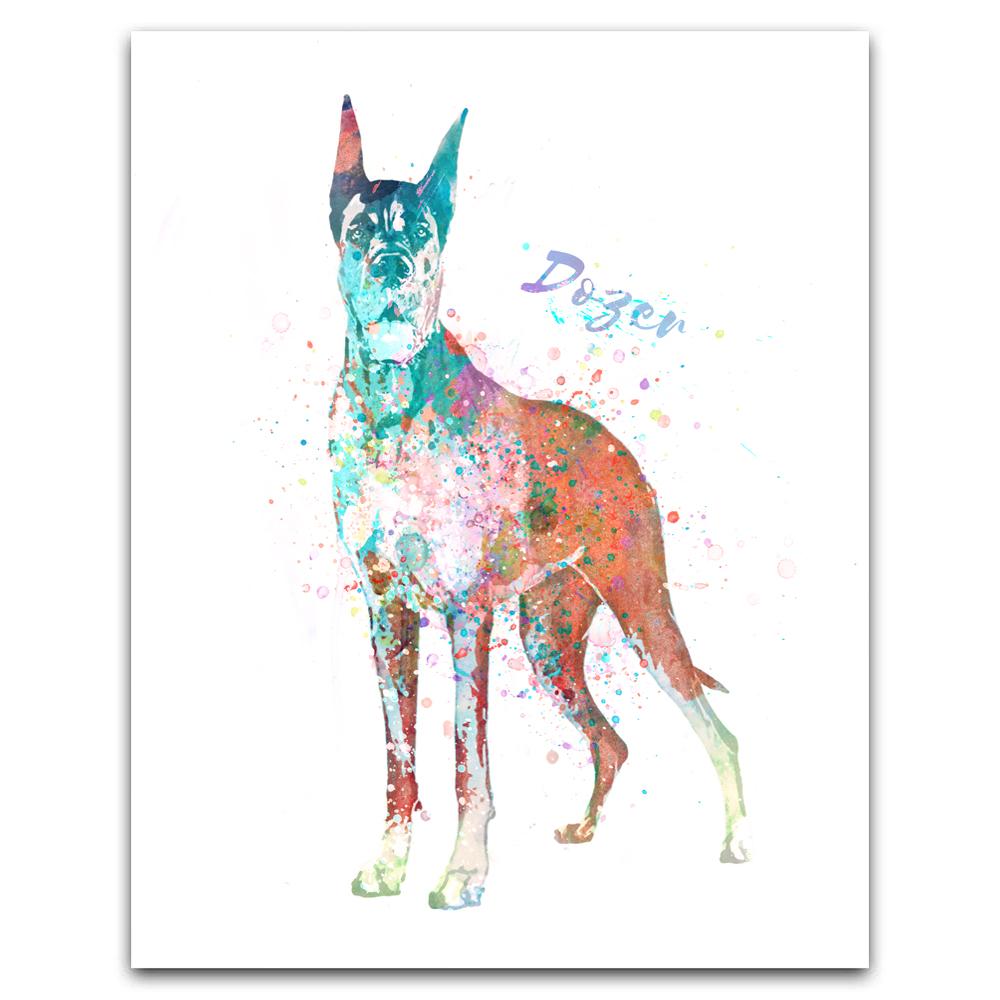 1000x1000 Great Dane Gift Personal Prints Personalized Pet Art - Great Dane Watercolor