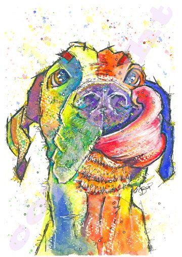 360x509 Great Dane Poster Print Of Dog From Original Watercolour - Great Dane Watercolor