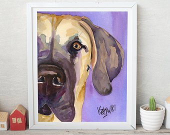 340x270 Great Dane Art Etsy - Great Dane Watercolor