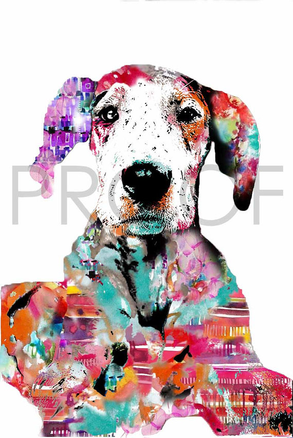 570x852 Great Dane Watercolor Dog Portrait Mila Free In The Lines - Great Dane Watercolor