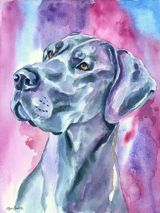 525x700 Blue Mood - Great Dane Watercolor