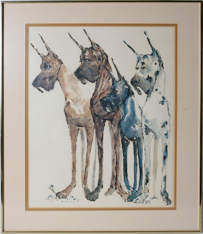 696x800 Carol Ratafia Great Danes Watercolor Print - Great Dane Watercolor