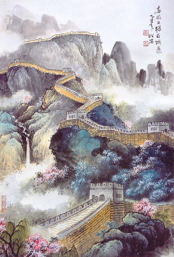 678x1000 Chinese Modern - Great Wall Of China Watercolor
