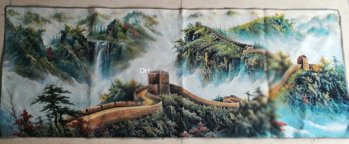 1144x473 2018 The Great Wall China Suzhou Embroidery Silk Painting From - Great Wall Of China Watercolor