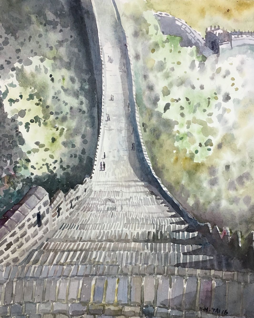 1066x1334 Great Wall Of China 2 Watercolour By Brian Tai Art - Great Wall Of China Watercolor