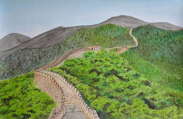 600x392 Great Wall Of China, Watercolor Painting By Swati Singh - Great Wall Of China Watercolor