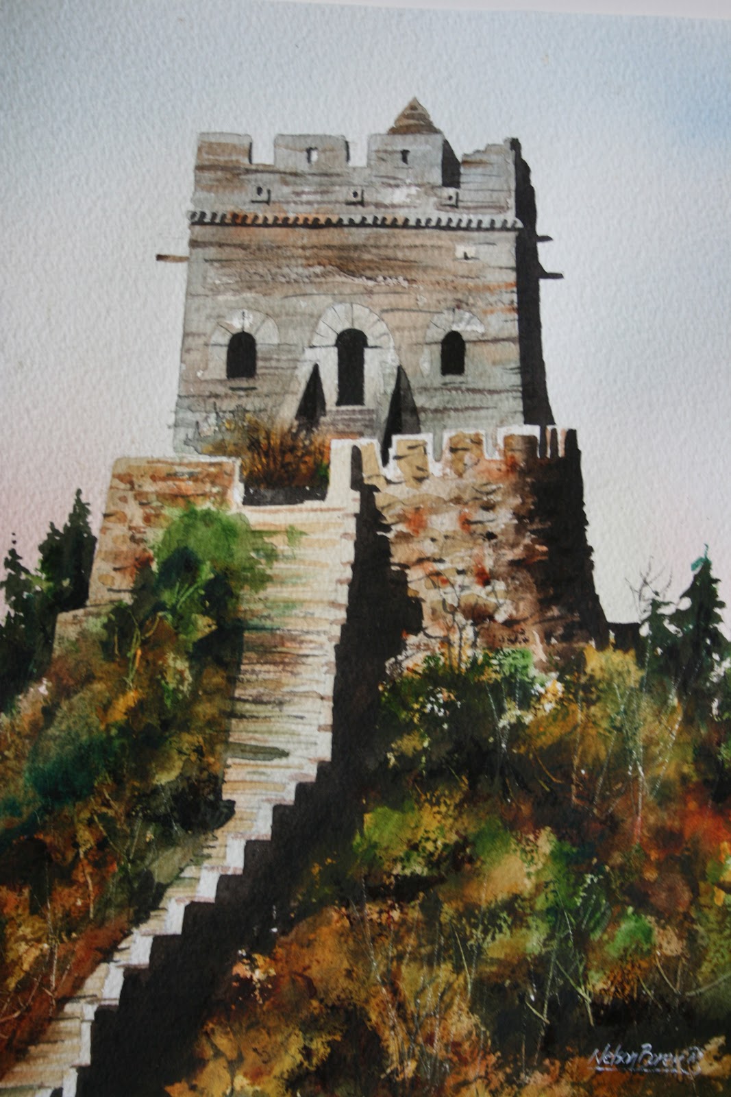1067x1600 Nelson Boren - Great Wall Of China Watercolor