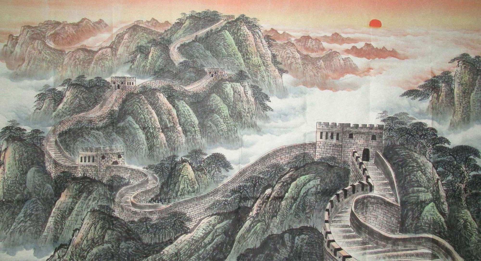 Great Wall Of China Watercolor at PaintingValley.com | Explore ...