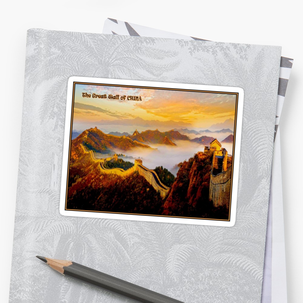 1000x1000 China Vintage Great Wall Tourism Advertising Print Stickers By - Great Wall Of China Watercolor