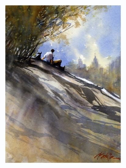 413x550 Thomas W. Schaller, Man And Beast, N.d. Great Watercolors - Great Watercolors