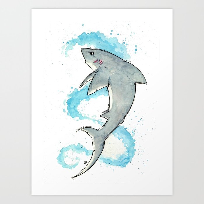 700x700 Shark - Great White Shark Watercolor