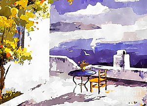 300x218 Greece Watercolor Paintings - Greece Watercolor