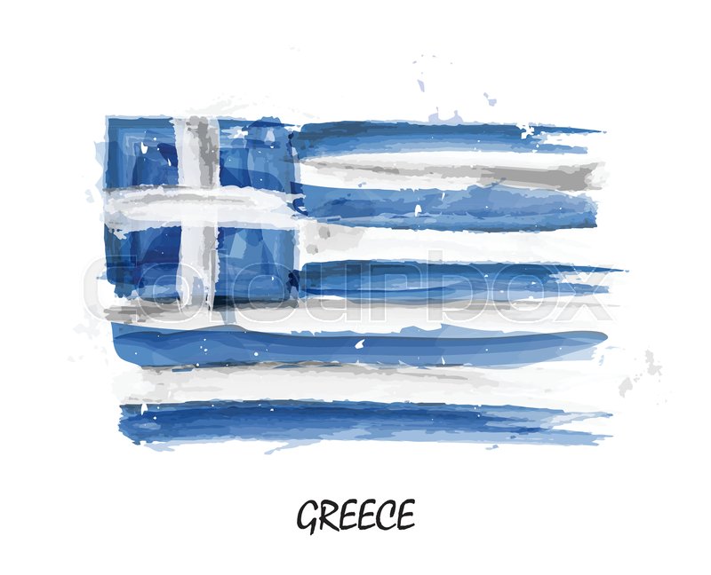 800x648 Realistic Watercolor Painting Flag Of Greece . Vector . Stock - Greece Watercolor