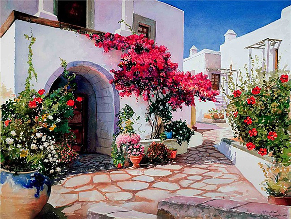 600x452 Stunning Watercolor Paintings Of Greece - Greece Watercolor