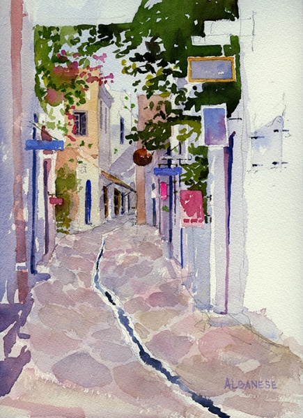 435x600 Watercolor Paintings By Chuch Albanese - Greece Watercolor