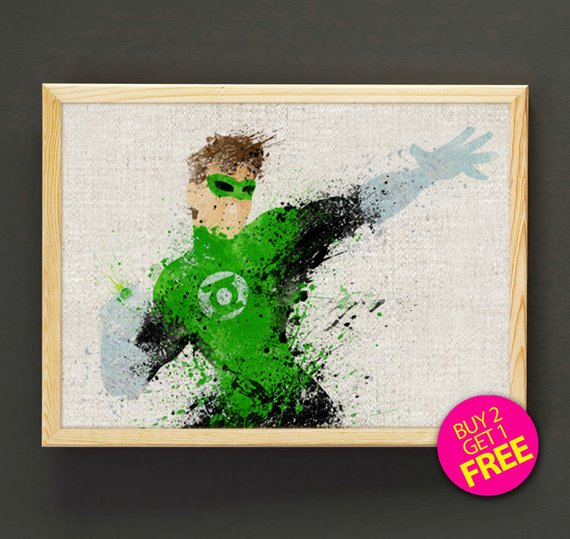 570x539 Green Lantern Watercolor Art Print Dc Comic Justice League Etsy - Green Lantern Watercolor