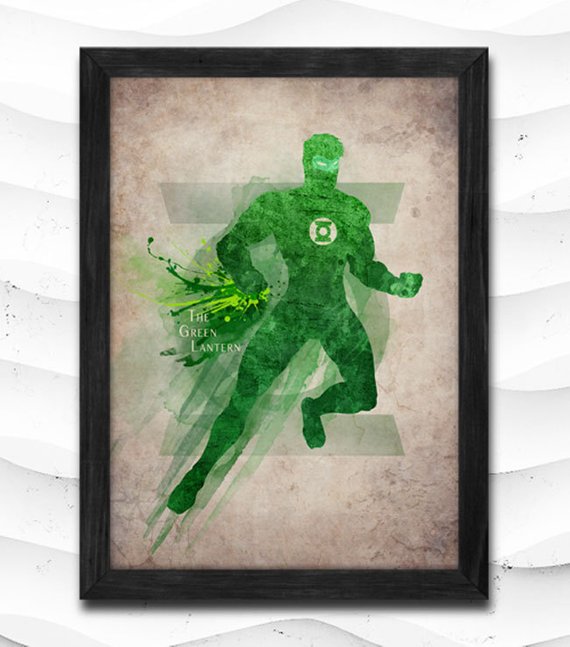 570x647 Green Lantern Watercolor Print Dc Comics Poster Art Print Baby Etsy - Green Lantern Watercolor