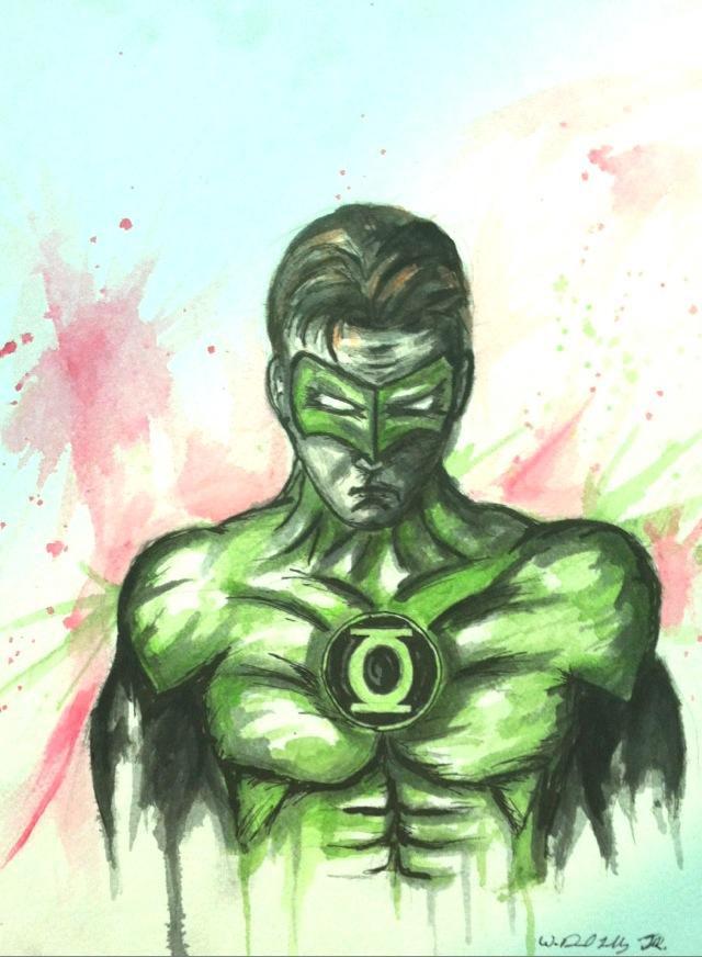 640x872 Green Lantern Watercolor.. Oc - Green Lantern Watercolor