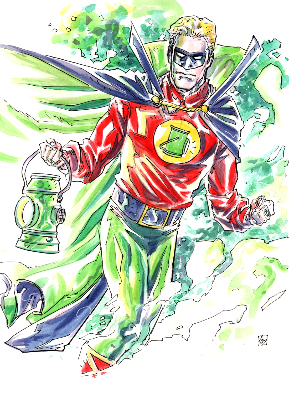 1100x1496 Alan Scott, The Golden Age Green Lantern Dean Kotz - Green Lantern Watercolor
