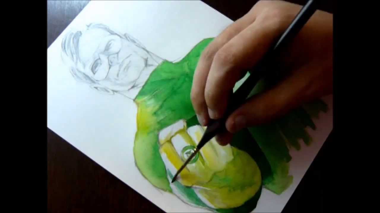 1280x720 Green Lantern Quick Painting - Green Lantern Watercolor