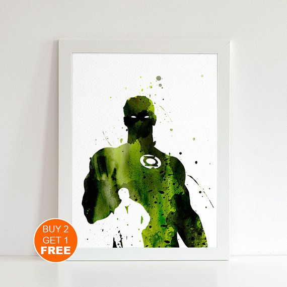 570x570 Green Lantern Watercolor Illustration Art Print Green By Vividcity - Green Lantern Watercolor