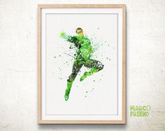 236x188 Superman Watercolor Poster, Superhero Superman Art Print - Green Lantern Watercolor