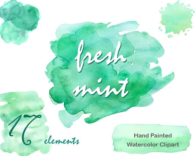 642x514 Watercolour Clipart Commercial Use Mint Green Watercolor Etsy - Green Watercolor Background
