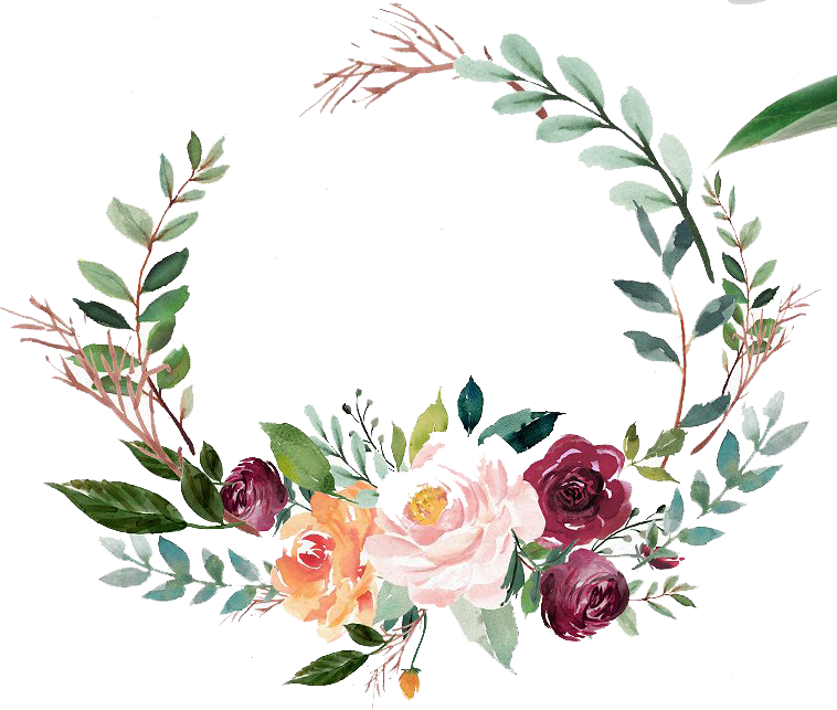 758x643 Green Watercolor Wreath With Flowers - Green Watercolor Flowers