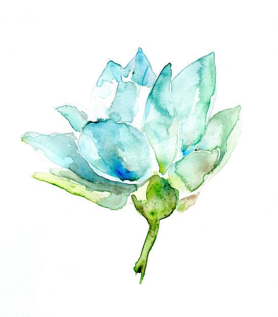 547x623 Lotus Flower Watercolor Painting - Green Watercolor Flowers