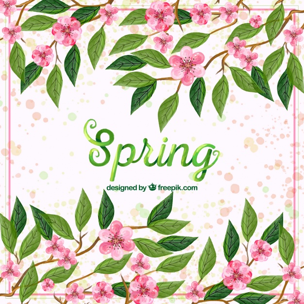 626x626 Watercolor Background Of Flowers And Green Leaves Stock Images - Green Watercolor Flowers
