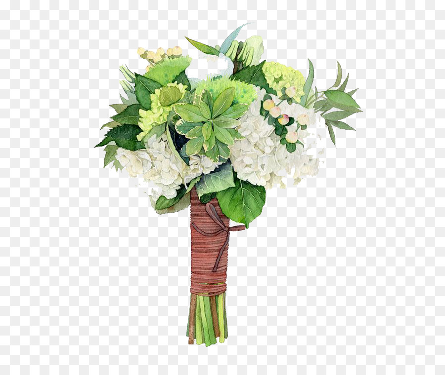 900x760 Download Flower Bouquet Green Watercolor Flowers - Green Watercolor Flowers