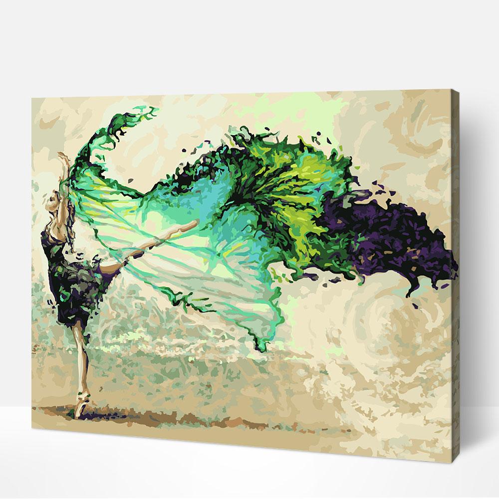 1000x1000 Green Ballerina Paint By Numbers Diy Kit For Adults Paint By - Green Watercolor Painting