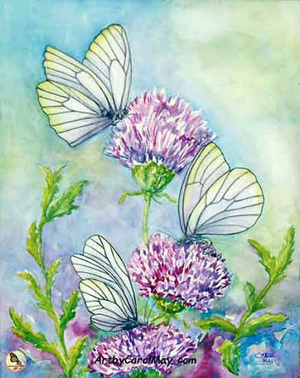 437x550 Painting Butterflies In Watercolor - Green Watercolor Painting