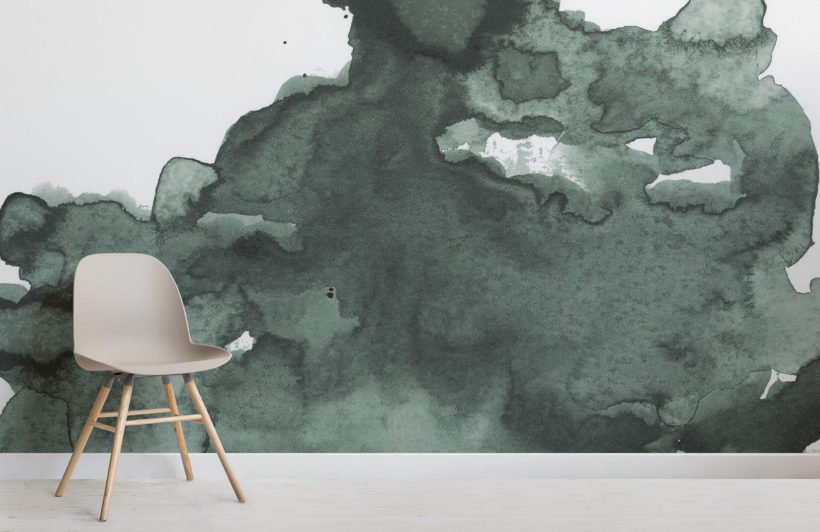 820x532 Green Abstract Watercolor Wallpaper Mural Muralswallpaper - Green Watercolor Wallpaper