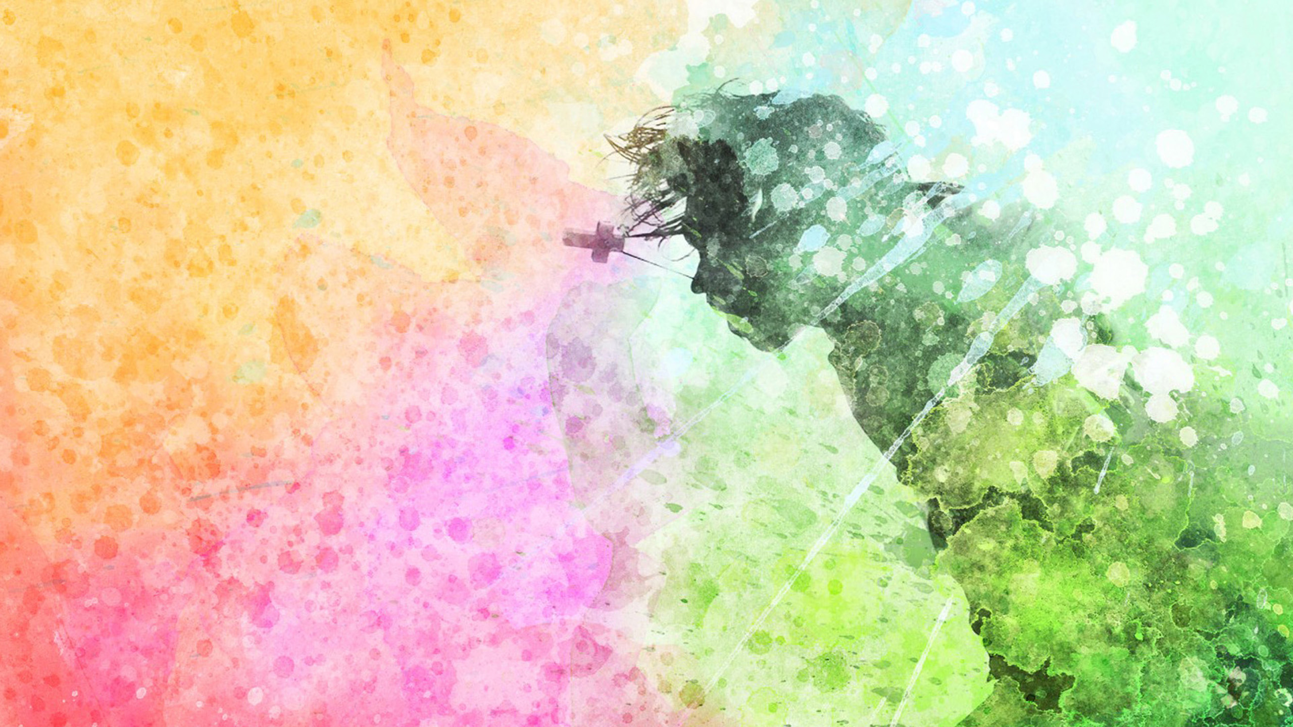 2560x1440 Watercolor Wallpaper Backgrounds Pictures Wallpaper.wiki - Green Watercolor Wallpaper