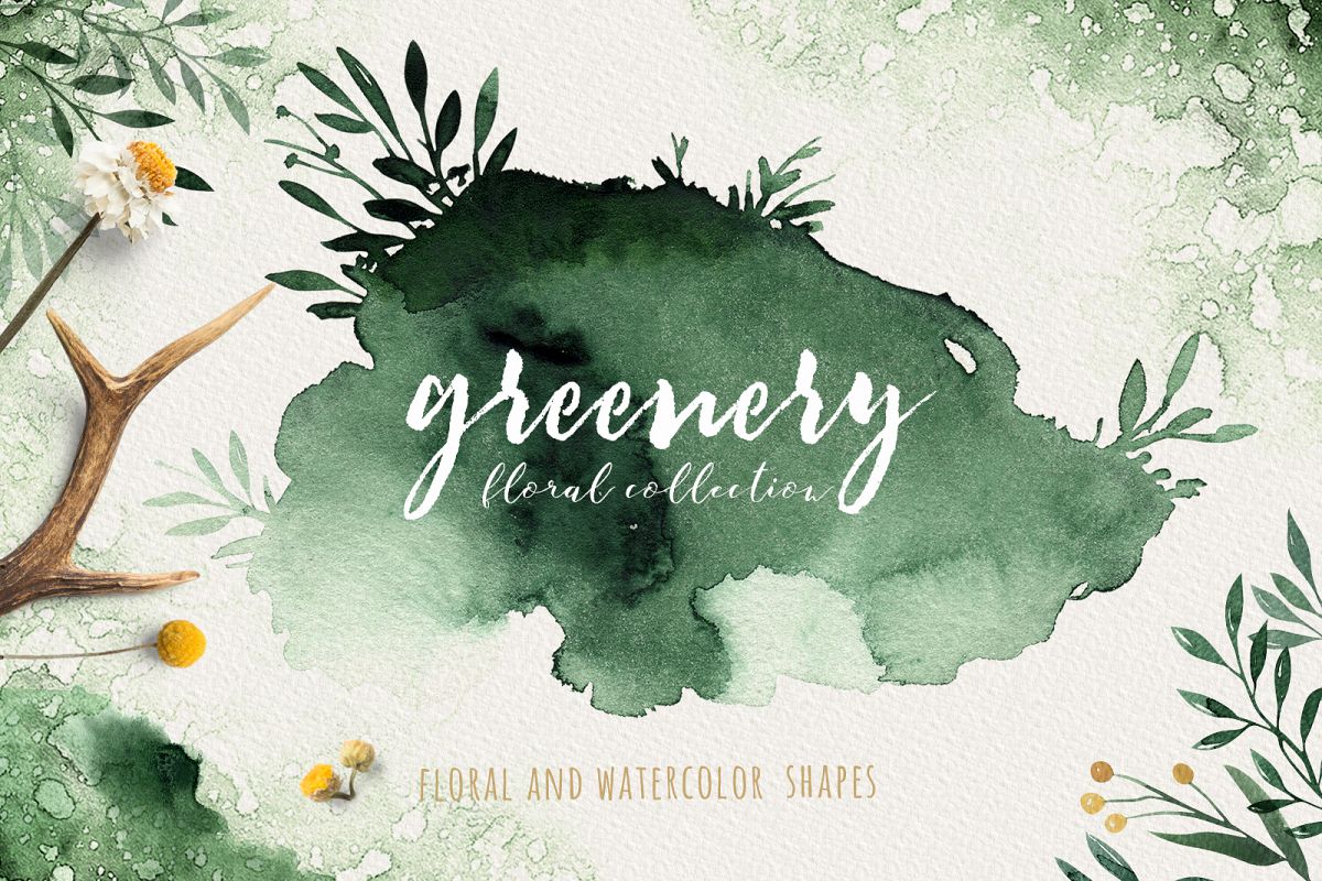 1200x800 Greenery Watercolor Collection - Greenery Watercolor