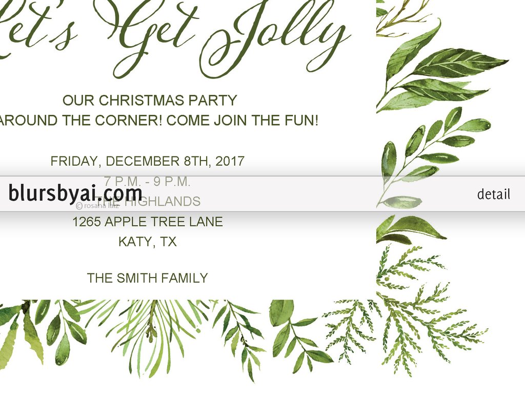 1024x768 Editable Pdf Christmas Party Invitation Template Watercolor - Greenery Watercolor