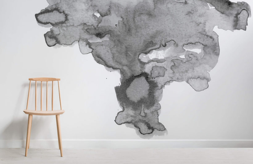 820x532 Soft Gray Watercolor Wall Mural - Grey Watercolor