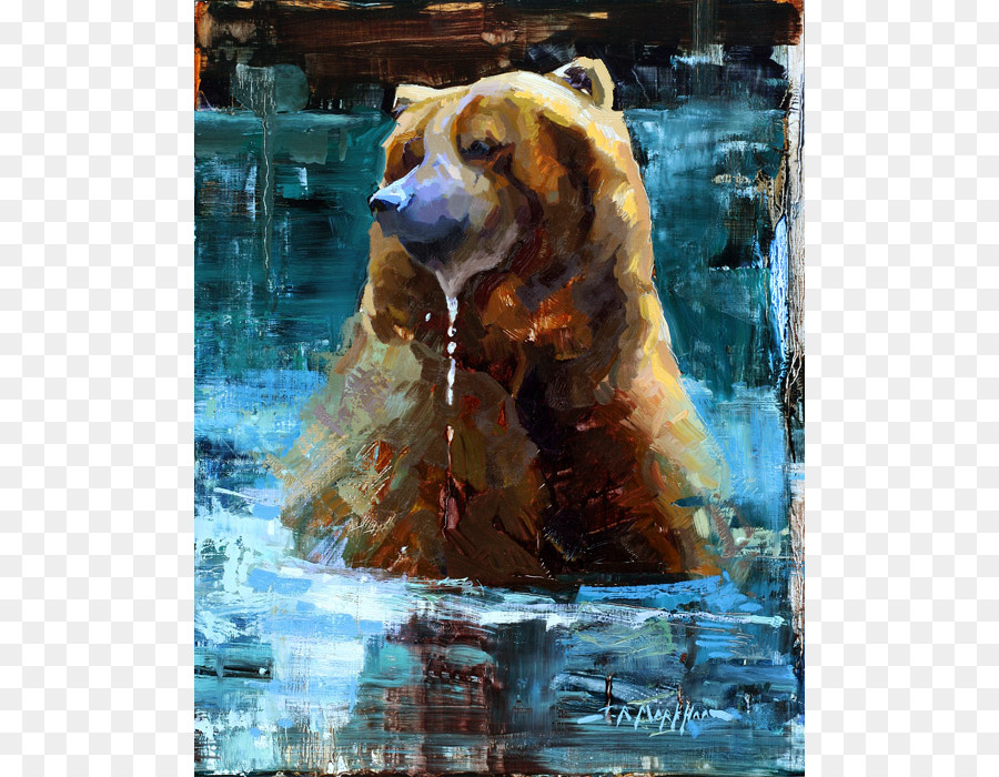900x700 Grizzly Bear Watercolor Painting - Grizzly Bear Watercolor