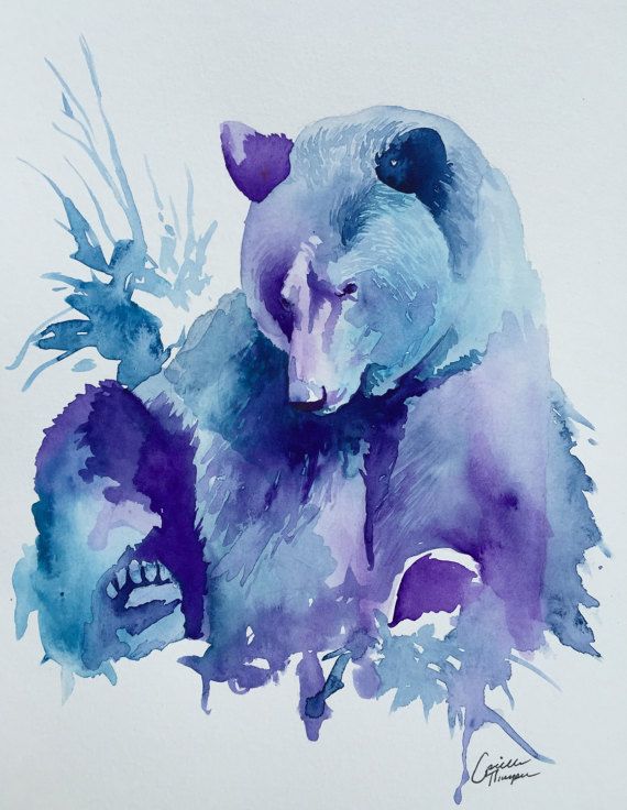 570x736 Original Watercolor Grizzly Bear By Aprillestudio On Etsy Ink Me - Grizzly Bear Watercolor