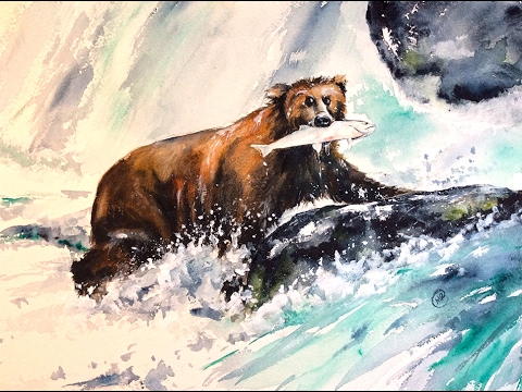 480x360 Watercolor Rough Paper Grizzly Bear Painting Demonstration - Grizzly Bear Watercolor