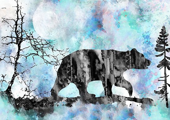 550x389 Bear, Grizzly, Watercolor Grizzly Posters By Rosaliartbook - Grizzly Bear Watercolor