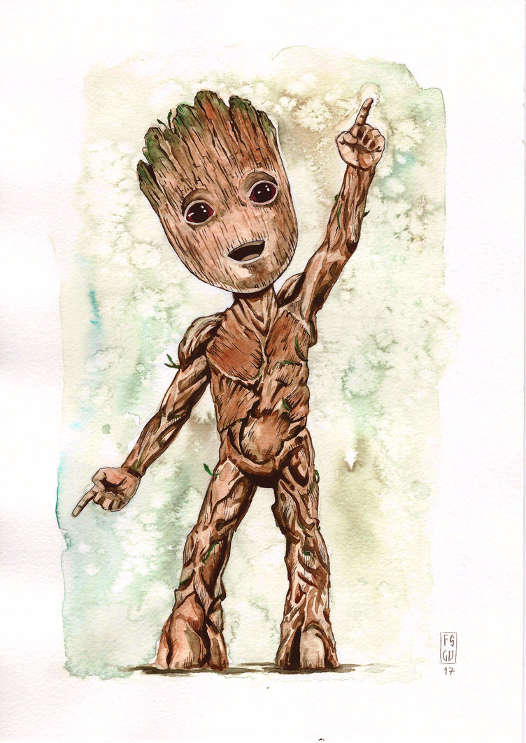 752x1063 Baby Groot By Fsgu - Groot Watercolor