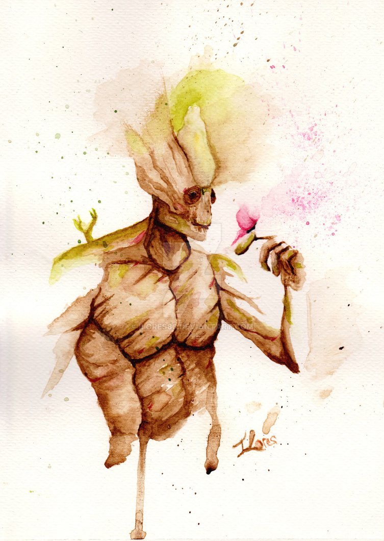 753x1060 Groot Watercolor Mod By Ilores86 - Groot Watercolor
