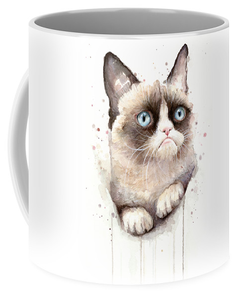 479x600 Grumpy Cat Watercolor Coffee Mug For Sale By Olga Shvartsur - Grumpy Cat Watercolor