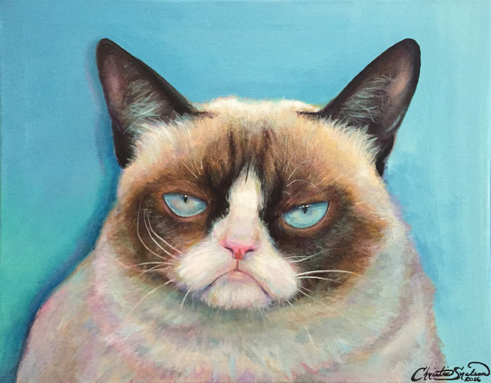 1000x781 Grumpy Cat Art By Christie Snelson - Grumpy Cat Watercolor