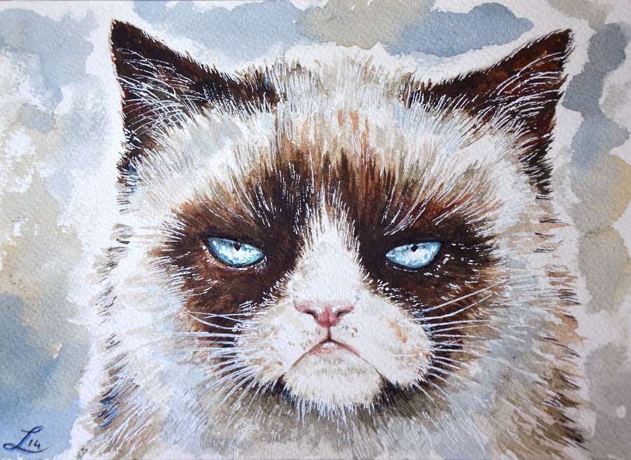 900x656 Grumpy Cat Watercolor By Lauramss - Grumpy Cat Watercolor