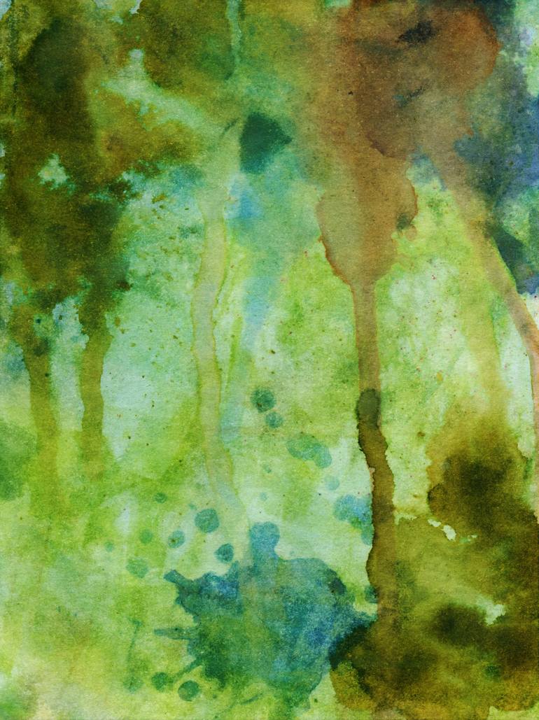 770x1029 Green Drippy Grunge Watercolor Painting By Andrea Gingerich - Grunge Watercolor