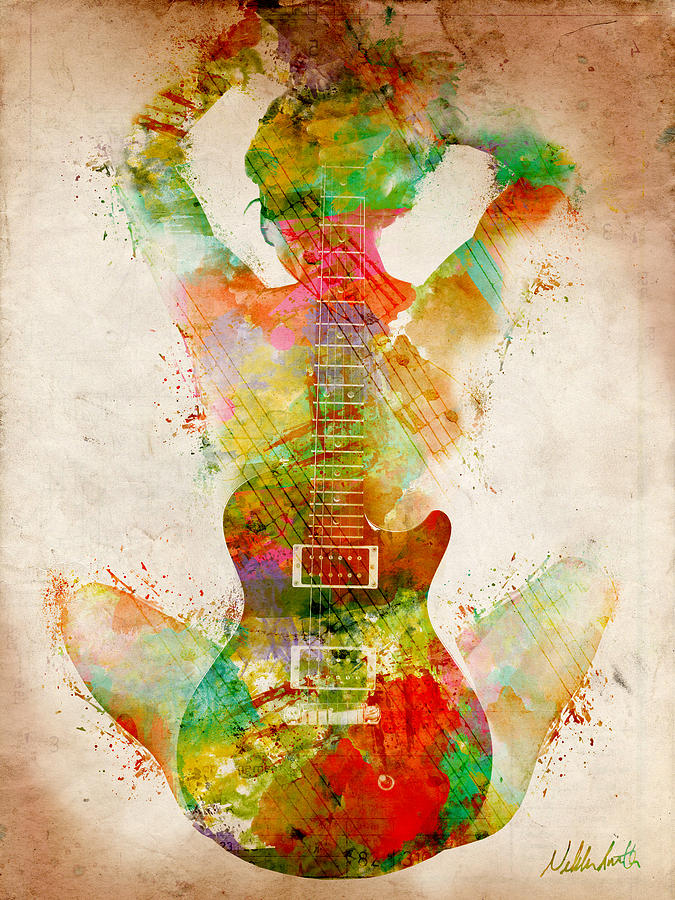675x900 Guitar Siren Digital Art By Nikki Smith - Guitar Brand Watercolor Paint