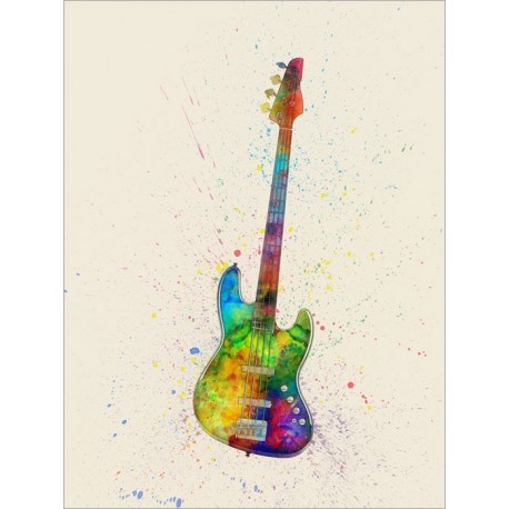 458x458 Electric Bass Guitar Abstract Watercolor Art Canvas Print - Guitar Watercolor